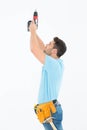 Repairman using hand drill Royalty Free Stock Photo