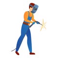 Repairman welder icon, cartoon style