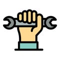 Repairman wrench icon color outline vector