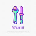 Repait kit: wrench and screwdriver thin line icon. Modern vector illustration for settings button Royalty Free Stock Photo