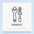 Repait kit: wrench and screwdriver thin line icon. Modern vector illustration for settings button Royalty Free Stock Photo