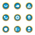 Repast icons set, flat style