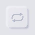 Repeat button icon, White Neumorphism soft UI Design for Web design. Royalty Free Stock Photo