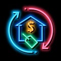 repeat home financing percentage neon glow icon illustration