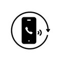 Black solid icon for Repeat, call and phone