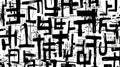 Repeat pattern of abstract line-based glyphs evokes an enigmatic, undecipherable script, Ai Generated