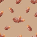 Repeat pattern created with Arabian dates, Arabian dates seamless pattern created on flat colored background Royalty Free Stock Photo