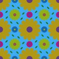 Repeat pattern multicolor flower abstract in sky blue background illustration