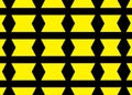 A repeat pattern of simple diamond shapes equally separated by thick black bold lines bright yellow backdrop