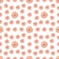 Repeat pattern of watercolor fancy peach blush elegant trendy flowers, hand drawn simple minimalist floral ornament for fabrics,