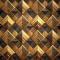 3D hardwood tiles with gold matte elements on black background. high quality seamless realistic texture Royalty Free Stock Photo