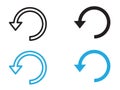 Repeat reload arrow icon black and white vector outline sign