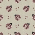 Repeat seamless ladybugs dusky pink Royalty Free Stock Photo