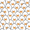 Repeat.Seamless pattern of cute face duck background.Farm animal Royalty Free Stock Photo