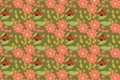 seamless pattern with ladybugs, daisy flowers Royalty Free Stock Photo