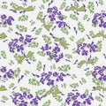 Seamless pattern with lilac floral design.