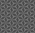 Repeat Vintage Graphic Hex, Grid Pattern. Continuous Black Vector Polygon Swatch Texture. Repetitive Monochrome Symmetrical,