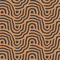 Repeat Wave Vector Optical Texture Pattern. Repetitive Fabric Graphic Curly Print Texture. Continuous Geometric Curved Lattice