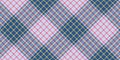 Repeatable diagonal pattern of tartan ornament with yellow and pink threads on blue for textile texture Royalty Free Stock Photo