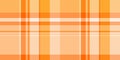 Repeatable patterns fabric texture textile, form seamless background check. 30s tartan vector plaid pattern in orange and light Royalty Free Stock Photo