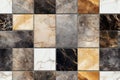 Repeatable stone, marble tiles texture. Seamless and realistic material. Close up view. Beige, black, brown and white