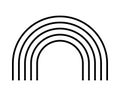 Repeated archway lines. Rainbow shape. Arch geometric figures in trendy boho style. Minimalistic design element for