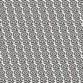 Repeated black interlocking broken hexagons contours on white background.