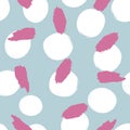 Repeated circles and brush strokes painted with rough brush. Watercolour seamless pattern.