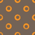 Repeated circles drawn a rough brush. Simple seamless pattern.