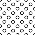 Repeated circles drawn with a rough brush. Trendy seamless pattern.