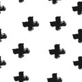 Repeated crosses painted with a brush. Seamless pattern. Grunge, sketch, ink, graffiti, watercolor.