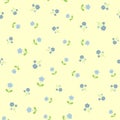 Repeated cute flowers with leaves. Seamless floral pattern for feminine and girlish design.