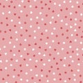 Repeated cute small flowers and hearts. Floral seamless pattern.
