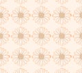 Repeated daisy flower pattern with white petals and peach accents on a light peach background Royalty Free Stock Photo