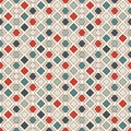 Repeated diamonds and lines background. Geometric motif. Seamless surface pattern with retro colors rhombuses ornament Royalty Free Stock Photo