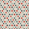 Repeated diamonds and lines background. Geometric motif. Seamless surface pattern with retro colors rhombuses ornament.