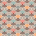 Repeated hatched overlapping circles seamless pattern. Openwork surface texture. Round links motif. Delicate background
