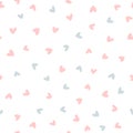 Repeated hearts drawn by hand. Cute seamless pattern.