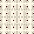 Repeated outline squares and brackets on white background. Modern ornament motif. Symmetric geometric surface pattern