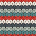 Repeated retro color cubes background. Geometric shapes wallpaper. Seamless surface pattern design with polygons. Royalty Free Stock Photo