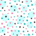 Repeated scattered rounded dots. Simple seamless pattern for children.