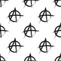 Repeated sign of anarchy. Seamless pattern. Painted by hand with rough brush. Royalty Free Stock Photo