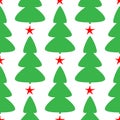 Repeated trees and stars. Simple New Year seamless pattern. Endless print for children. Royalty Free Stock Photo