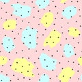 Repeated watercolour blots and irregular polka dot. Cute seamless pattern. Sketch, watercolor, paint. Royalty Free Stock Photo