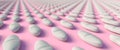 Repeated white tablets on pink background, 3d illustration