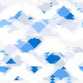 Repeating background with geometric shapes in white and bright blue color. Vector