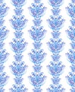 Repeating blue winter pattern. Aquarelle abstract filigree ornament with scrolls, curves