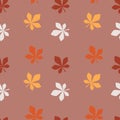 Repeating Chestnut Leaf Pattern in Warm Fall Colors. Royalty Free Stock Photo