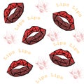 Repeating colored lips. Illustration.