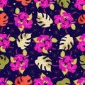 Repeating download hibiscus shoeblackplant for furniture, rug, pillow slip, yardage